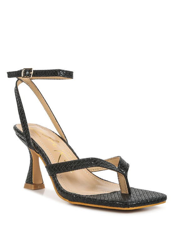 RAG & Co. - CELTY Ankle Strap Spool Heel Thong Sandals