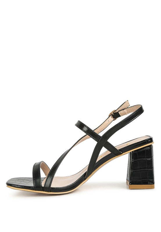 RAG & Co. EFFIEO Croc Texture Block Heel Sandals