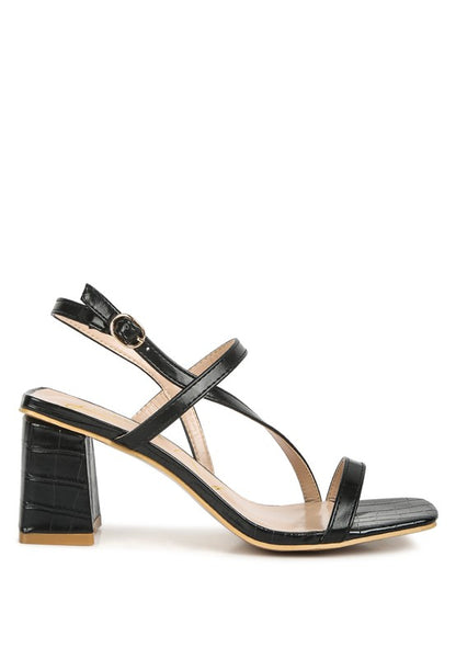 RAG & Co. EFFIEO Croc Texture Block Heel Sandals