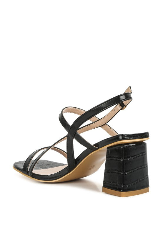 RAG & Co. EFFIEO Croc Texture Block Heel Sandals