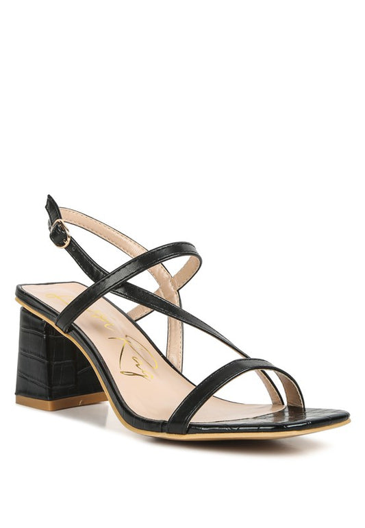 RAG & Co. EFFIEO Croc Texture Block Heel Sandals