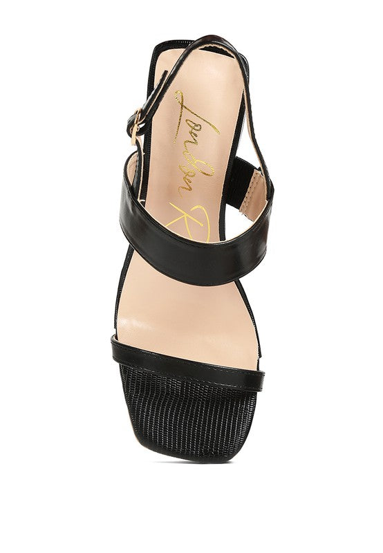 KIRK Elasticated Gussets Block Heel Sandals