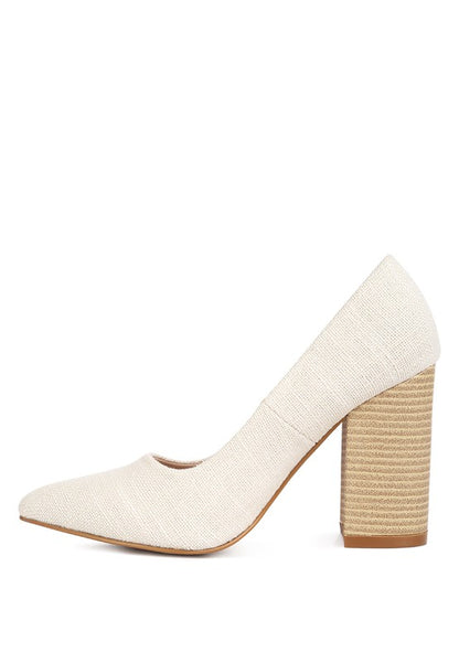 Elsie Canvas Block Heel Pumps