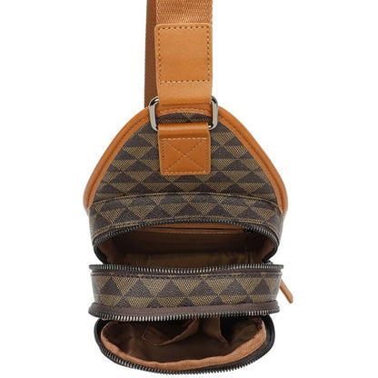 FASHION WORLD's Faux Leather Monogram Sling Backpack