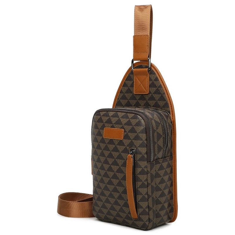 FASHION WORLD's Faux Leather Monogram Sling Backpack