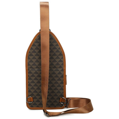 FASHION WORLD's Faux Leather Monogram Sling Backpack