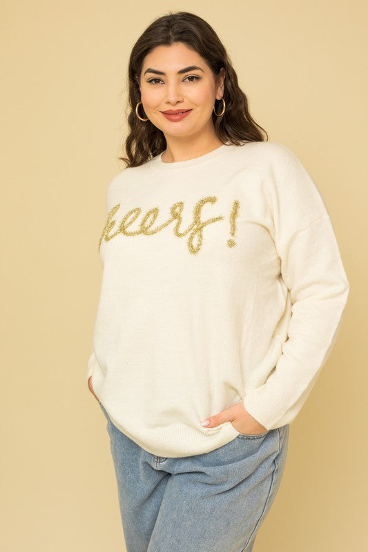 GILLI Plus Size Cheers Pullover Sweater