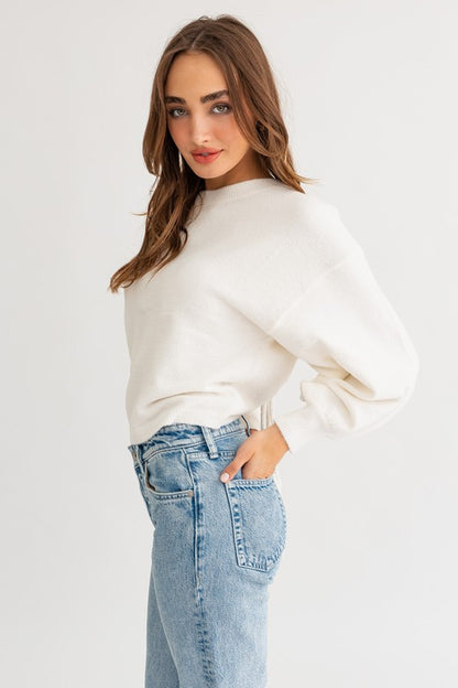 LE LIS Fuzzy Sweater with Back Ruching