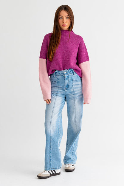 LE LIS Color Block Oversized Sweater