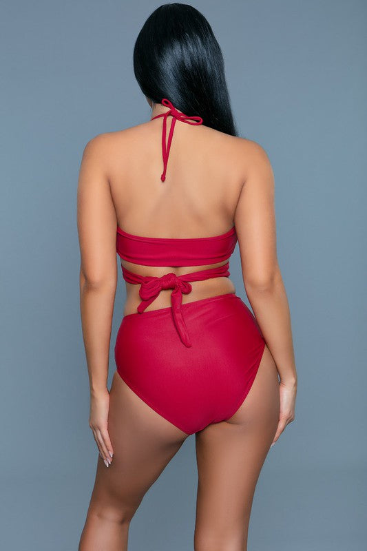 Wicked Sexy 2 Piece Women's Swimsuit with Cutout Haltered Bra