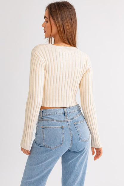 LE LIS Asymmetrical Hem Sweater Top