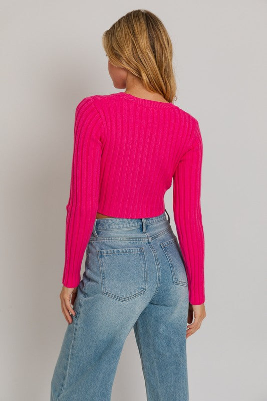 LE LIS Asymmetrical Hem Sweater Top