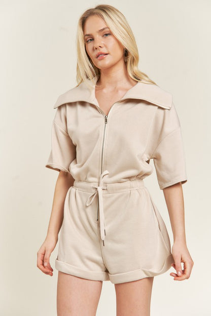 JADE by JANE Terry Zip-front Romper