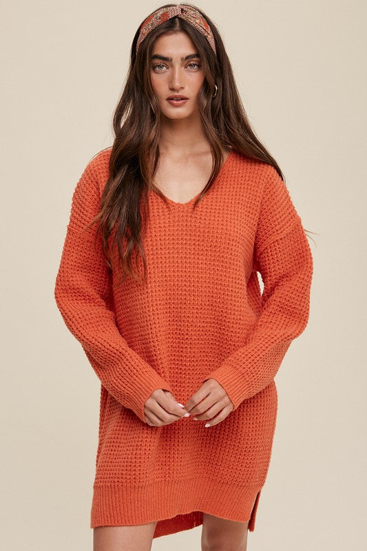 LISTICLE Women's Slouchy V-neck Ribbed Knit Sweater