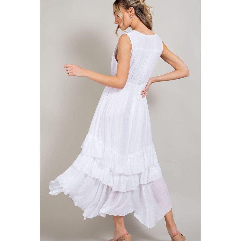 EESOME V-neck Ruffled Casual Maxi Dress