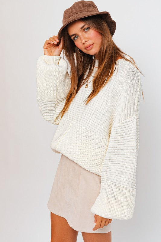 LE LIS Ribbed Knitted Sweater