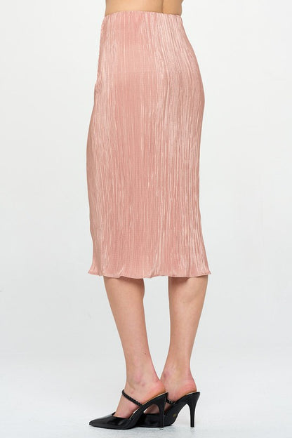 RENEE C. Solid Plisse Midi Skirt