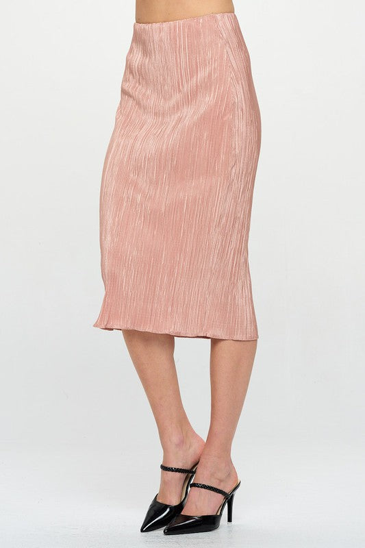 RENEE C. Solid Plisse Midi Skirt