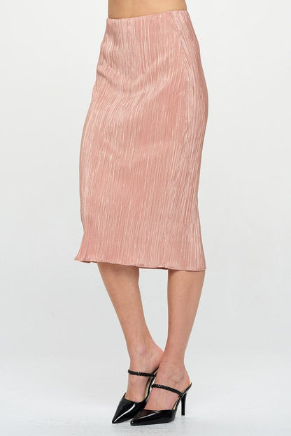 RENEE C. Solid Plisse Midi Skirt