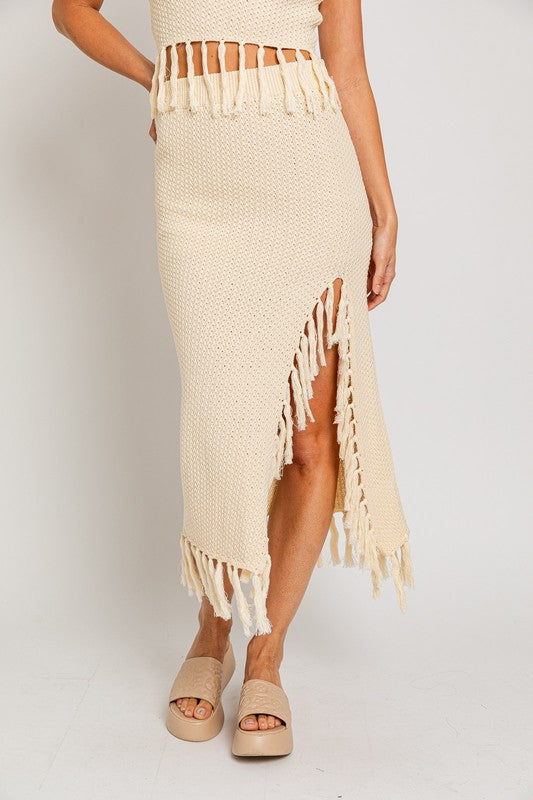 LE LIS Tassel Detail Sweater Midi Skirt