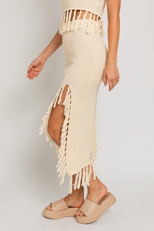 LE LIS Tassel Detail Sweater Midi Skirt