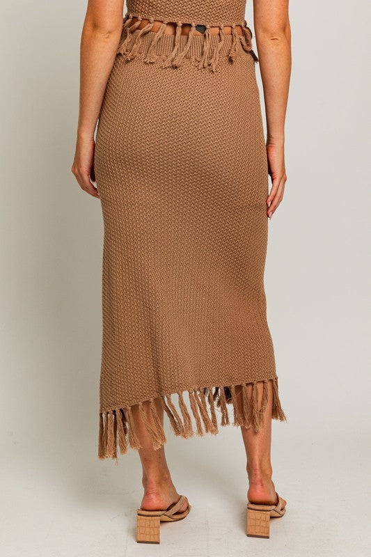 LE LIS Tassel Detail Sweater Midi Skirt