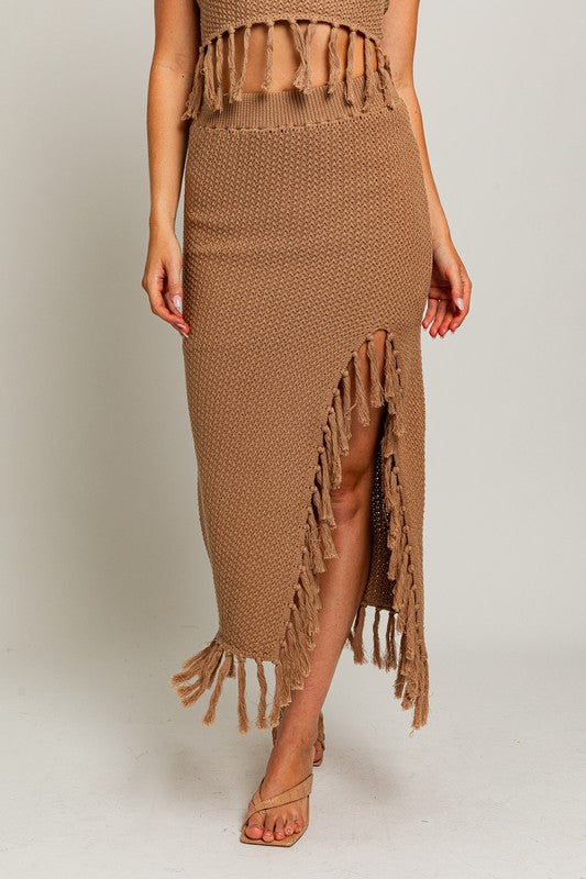 LE LIS Tassel Detail Sweater Midi Skirt