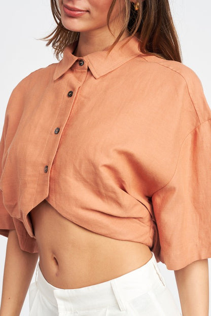 EMORY PARK Wide Sleeve Cropped Shirt