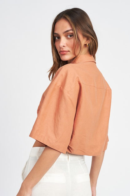 EMORY PARK Wide Sleeve Cropped Shirt