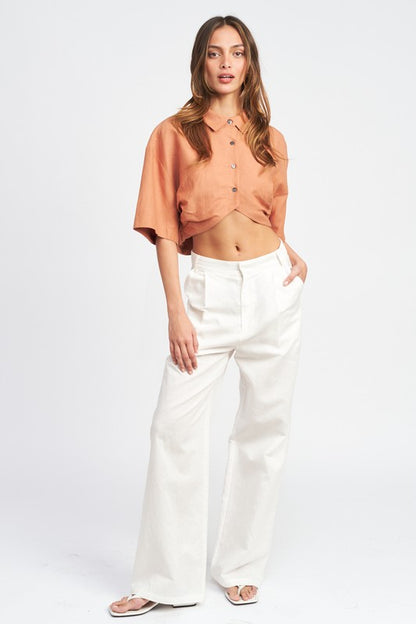 EMORY PARK Wide Sleeve Cropped Shirt