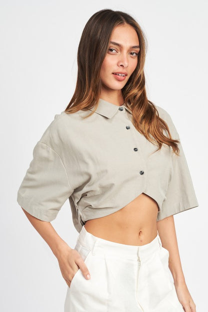 EMORY PARK Wide Sleeve Cropped Shirt