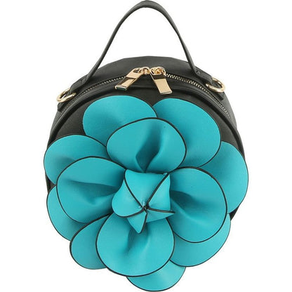 FASHION WORLD Faux Vegan Leather Bad with 3D Flower