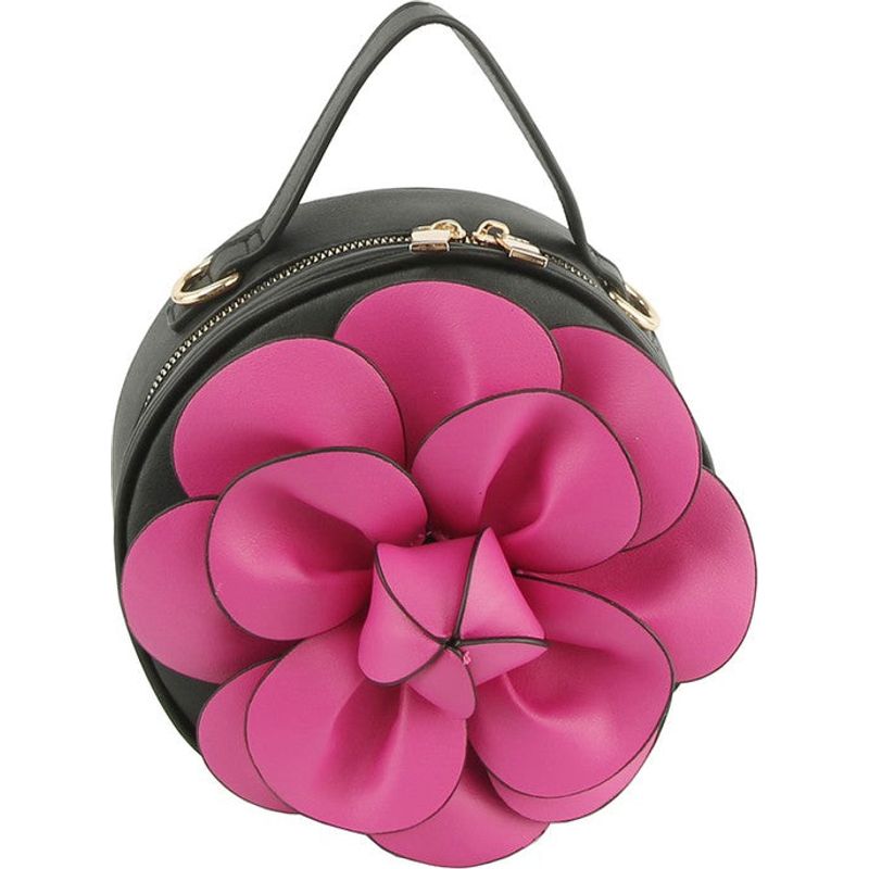 FASHION WORLD Faux Vegan Leather Bad with 3D Flower