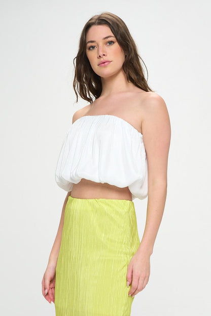 RENEE C. Vibrant Plisse Tube Crop Top