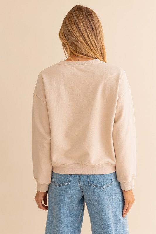 LE LIS " Howdy" Embroidered Autumn Sweatshirt