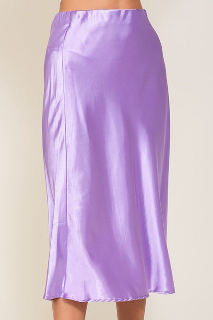 TIMING Satin Midi Flare Skirt