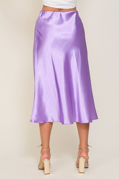 TIMING Satin Midi Flare Skirt