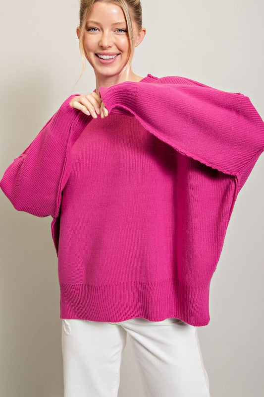 EESOME Long Sleeve Ribbed Sweater