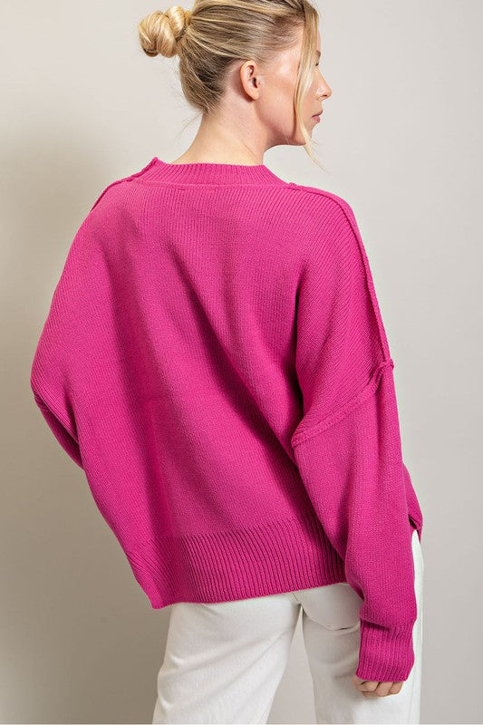 EESOME Long Sleeve Ribbed Sweater