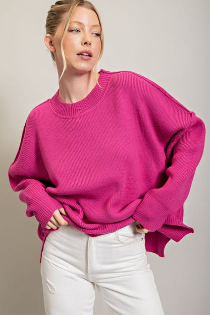 EESOME Long Sleeve Ribbed Sweater