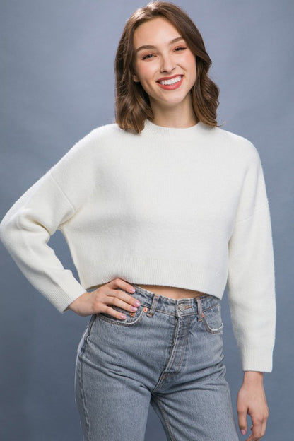 Wool Blend Cropped Sweater Top