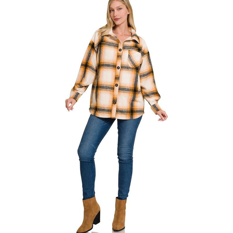 ZENANA Oversized Yarn Dyed Plaid Shacket