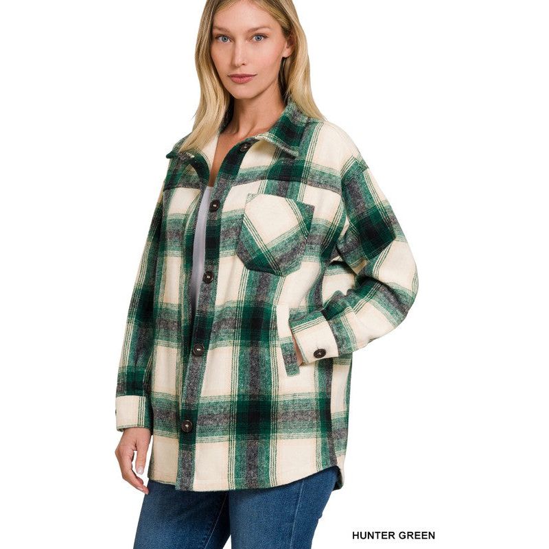 ZENANA Oversized Yarn Dyed Plaid Shacket