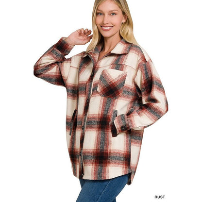 ZENANA Oversized Yarn Dyed Plaid Shacket