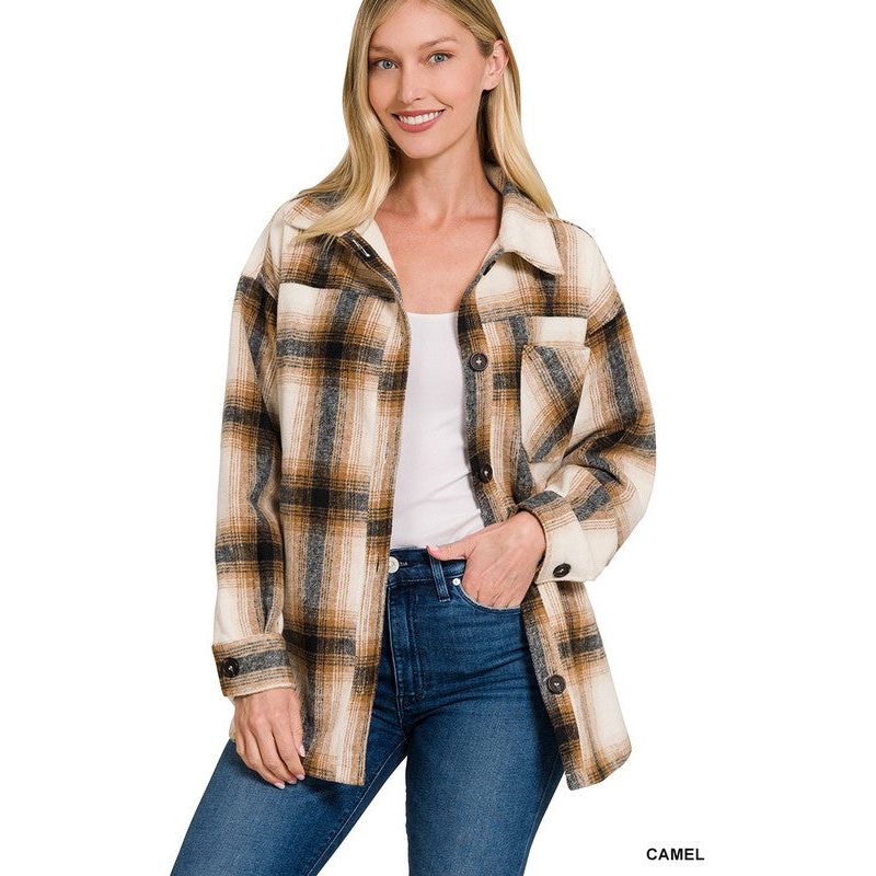 ZENANA Oversized Yarn Dyed Plaid Shacket