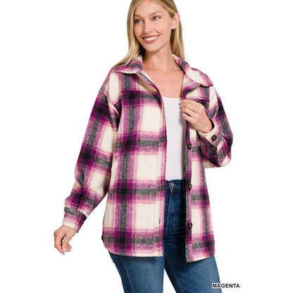 ZENANA Oversized Yarn Dyed Plaid Shacket