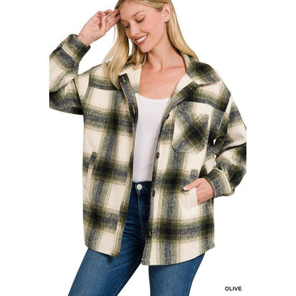 ZENANA Oversized Yarn Dyed Plaid Shacket