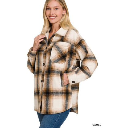 ZENANA Oversized Yarn Dyed Plaid Shacket