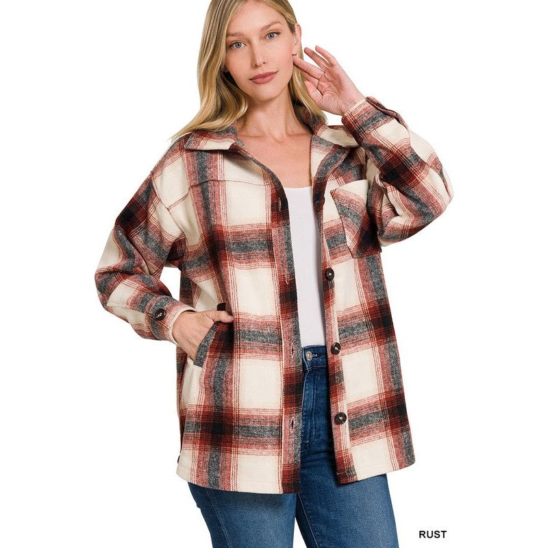 ZENANA Oversized Yarn Dyed Plaid Shacket