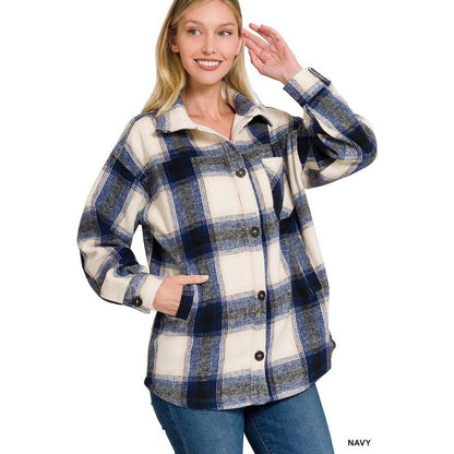 ZENANA Oversized Yarn Dyed Plaid Shacket